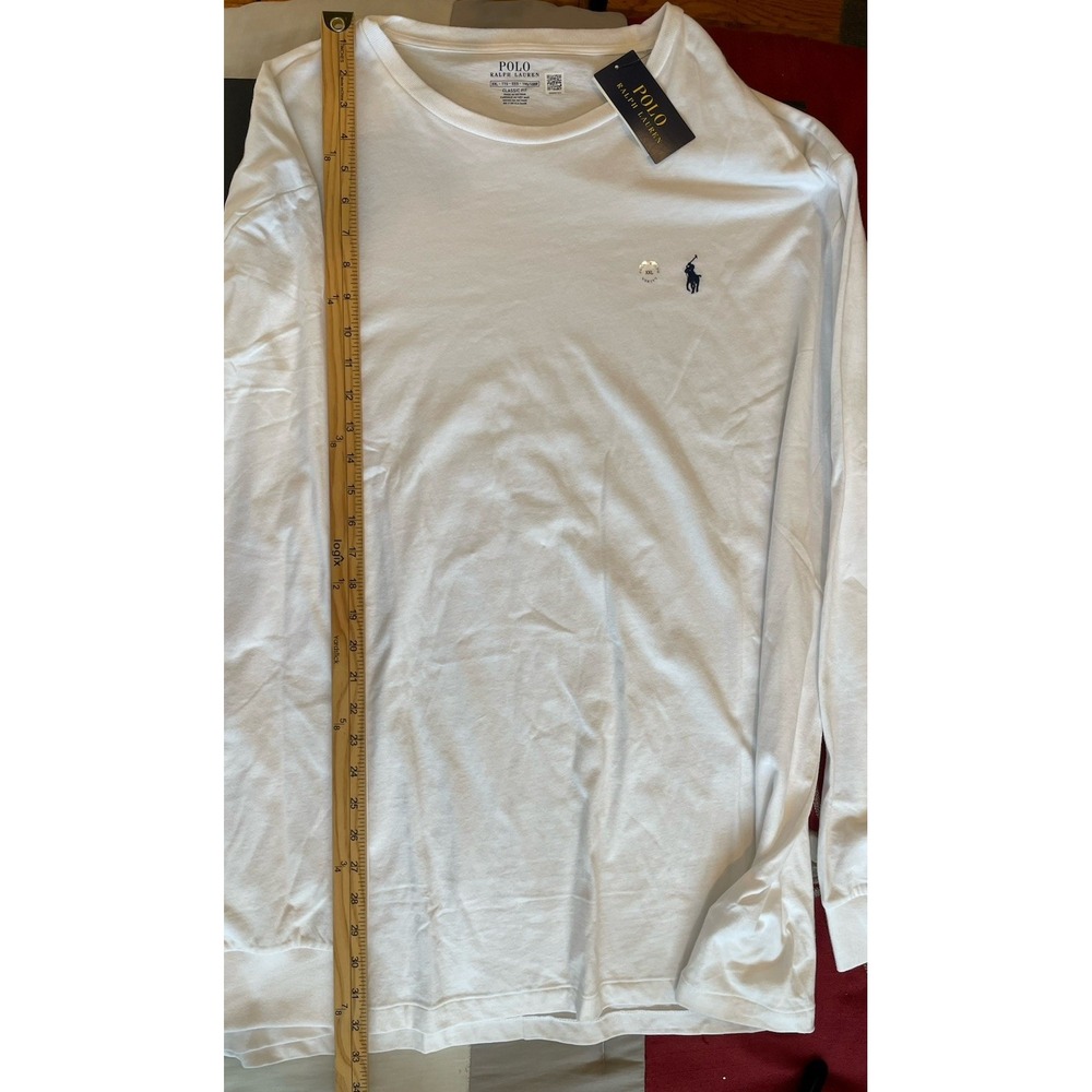 NEW Polo Ralph Lauren Long Sleeve T-Shirt XXL Classic Fit Jersey White Crewneck - Picture 9 of 10